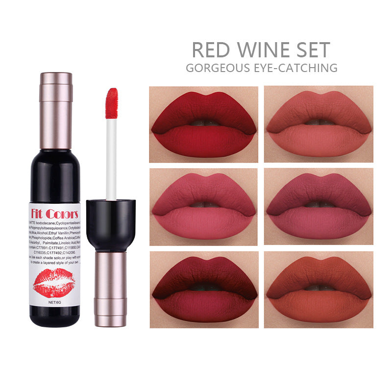 Matte Lipstick Set: Six Velvet Red, Wine & Berry Shades