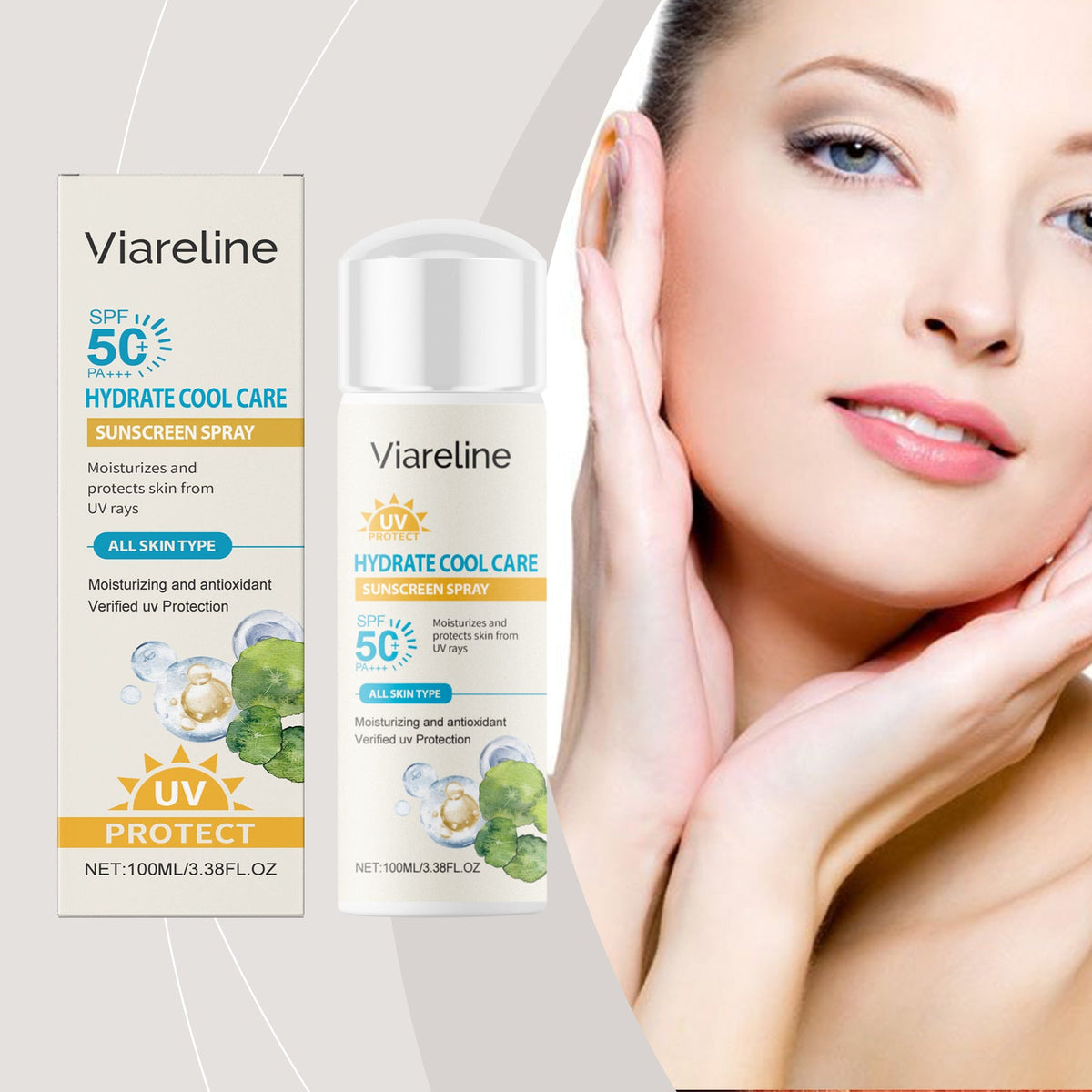 Viareline SPF 50 Spray Sunscreen for Face and Body