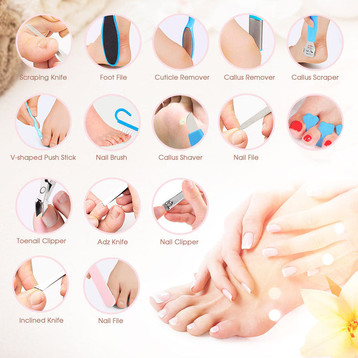 Manicure Pedicure Kit 18pc – Callus Remover & Nail File Set