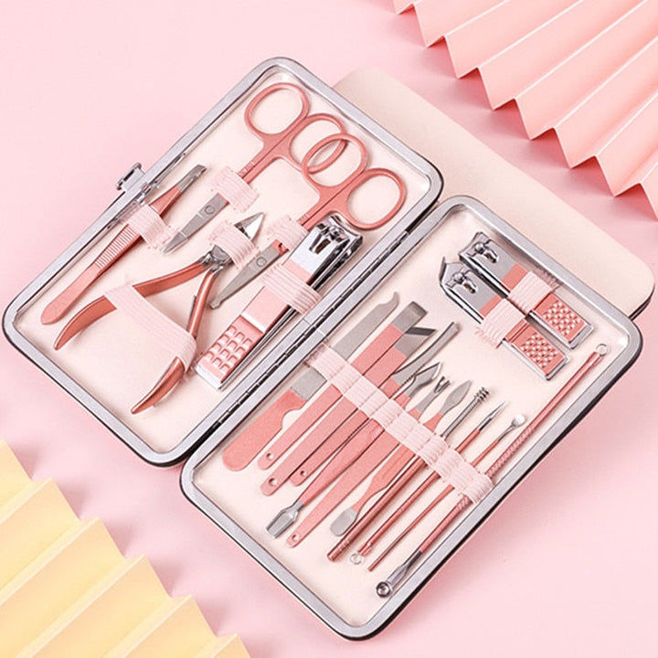 18pc Rose-Gold Manicure & Pedicure Kit — Salon-Quality Nail