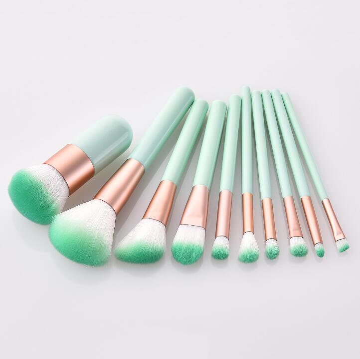 Makeup Brush Set — 10 Ultra-Soft Ombre Brushes with Rose Gold