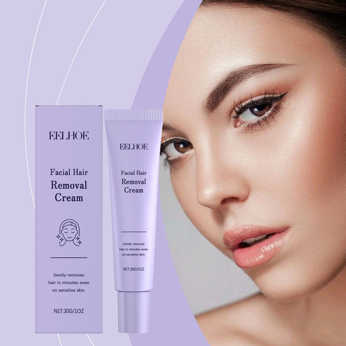 Facial Hair Removal Cream for Sensitive Skin, Painless
