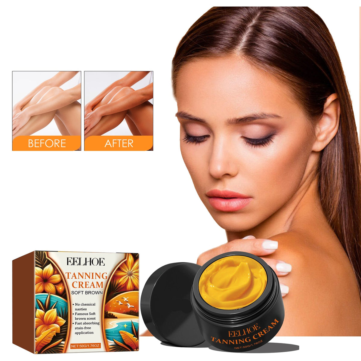 Self‑Tanning Cream — Natural Bronzed Glow, No Harsh Odor