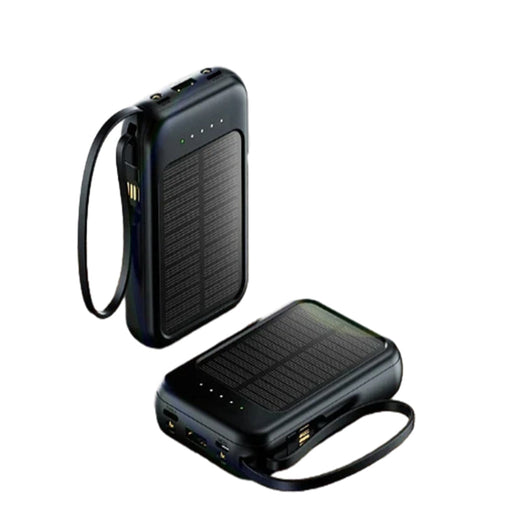 Mini Solar Power Bank 20000mAh — Built‑in Cable for Camping
