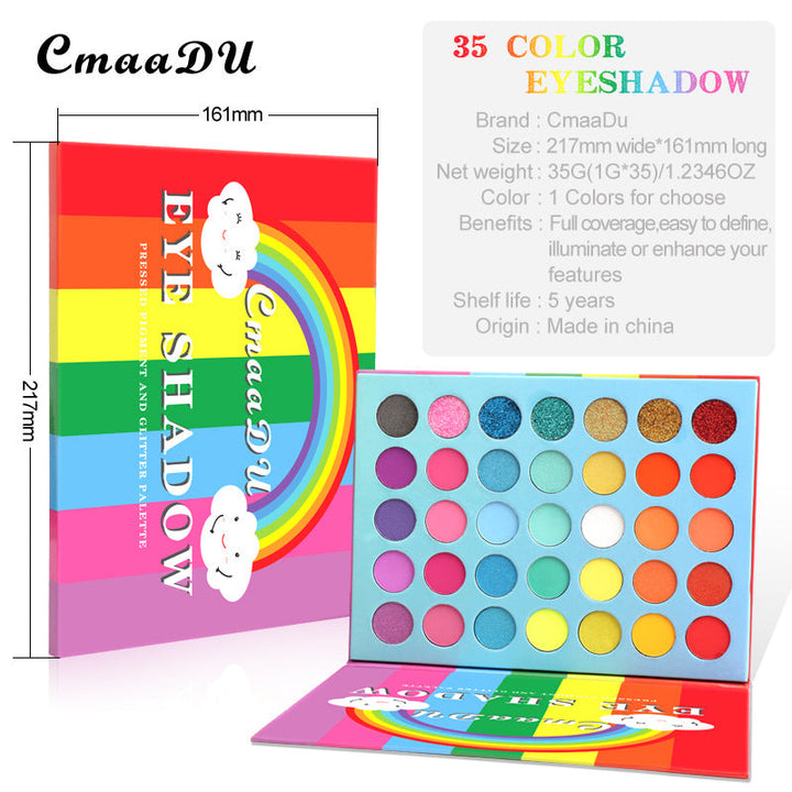 35-Color Rainbow Eyeshadow Palette With Matte Glitter