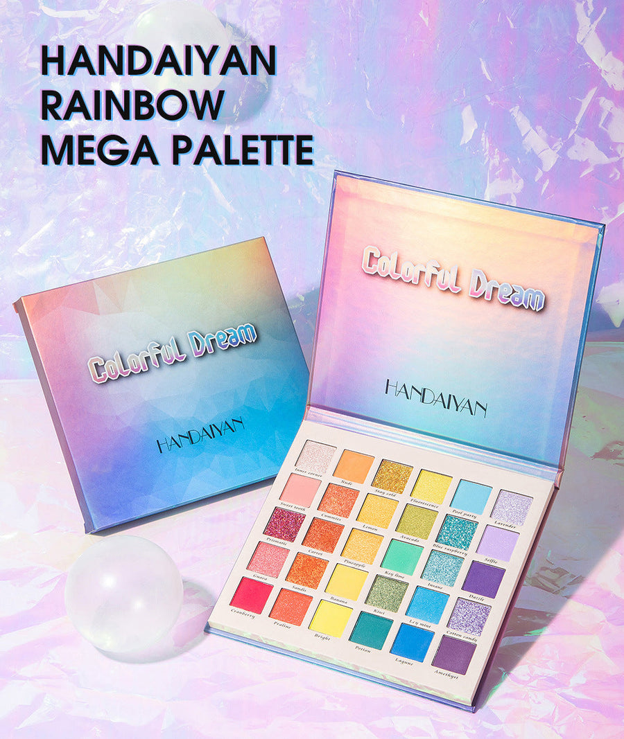 30-Color Rainbow Eyeshadow Palette With 3 Finishes