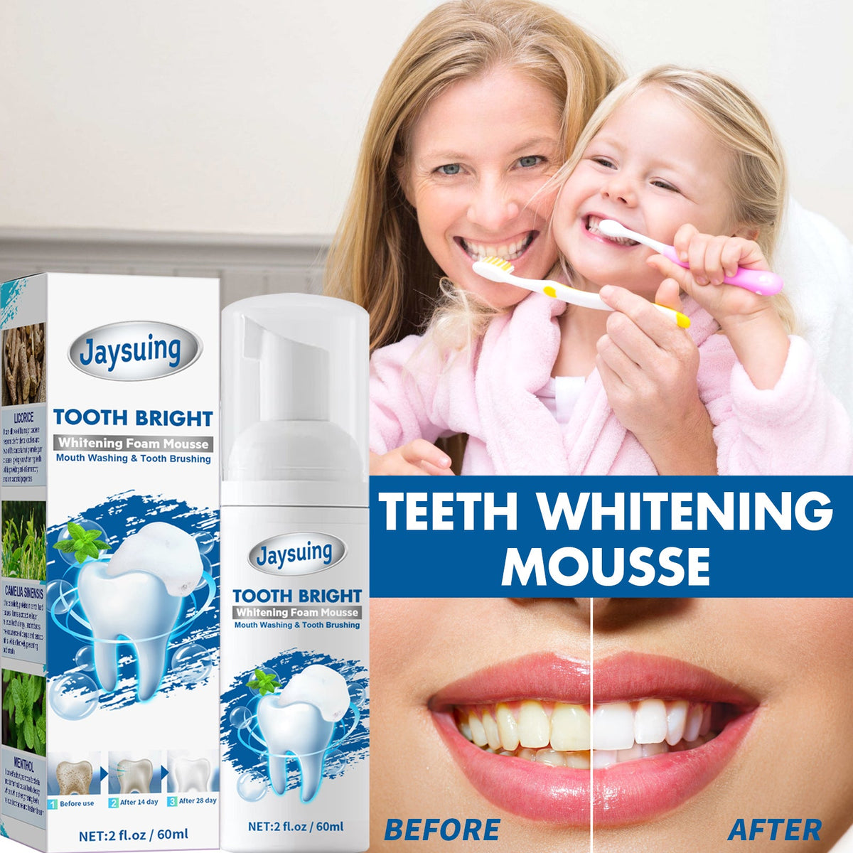 Whitening Mousse Toothpaste, Oral Cleaning Odor Tartar Teeth