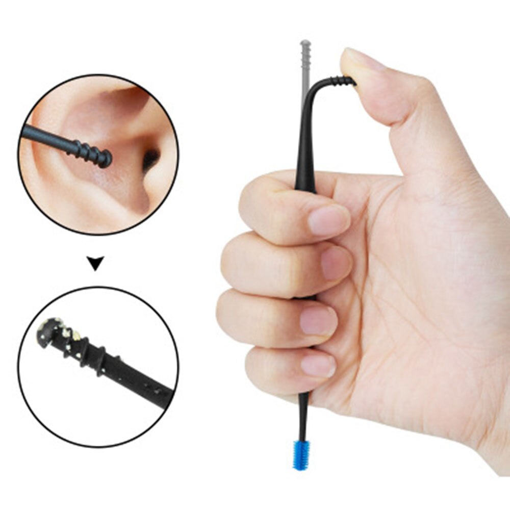 Silicone Ear Wax Remover Kit — Dual-Ended Spiral & Spoon