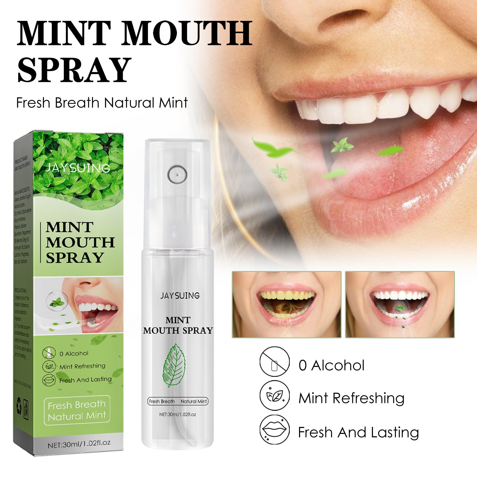 Woman with concerned expression showing bad breath problem scenarios including dating, meals, and social situations