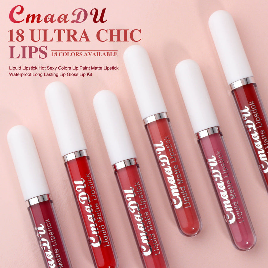 Matte Liquid Lipstick, Waterproof 18-Color Collection