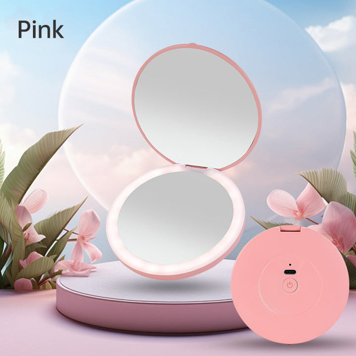 Mini LED Makeup Mirror — Dual Illuminated Surfaces for Travel
