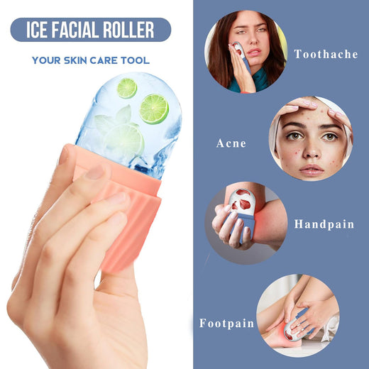 Ice Roller & Gua Sha Set for Face Depuffing & Pain Relief