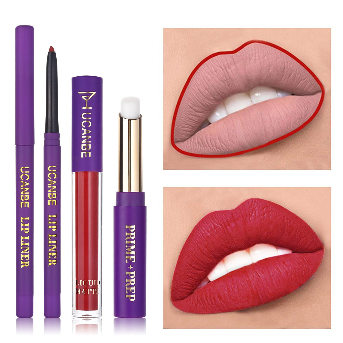 Matte Lip Color Set with Liner and Primer, 13-Piece