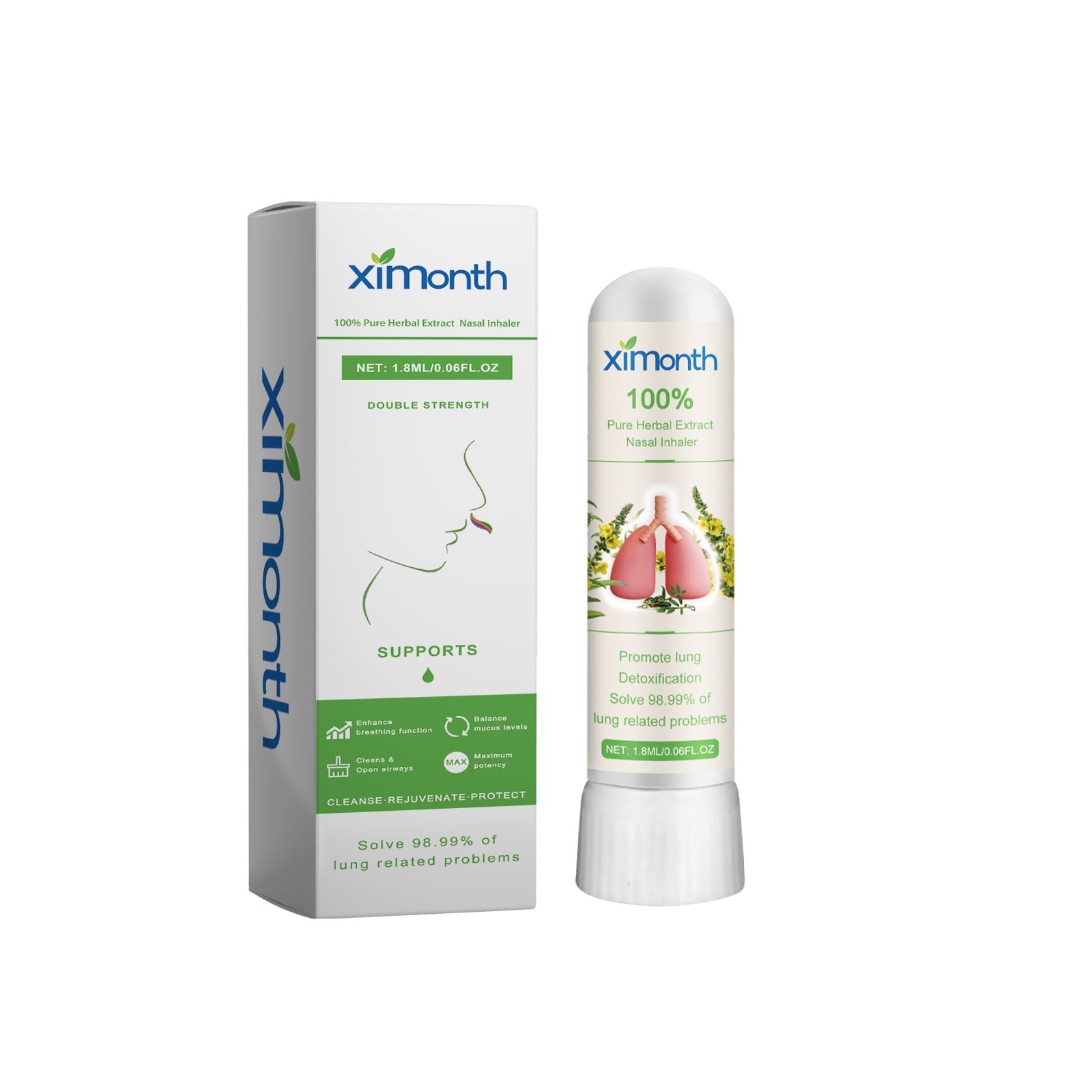 Male user demonstrating transformation from congestion discomfort to relief and clear breathing with product visible