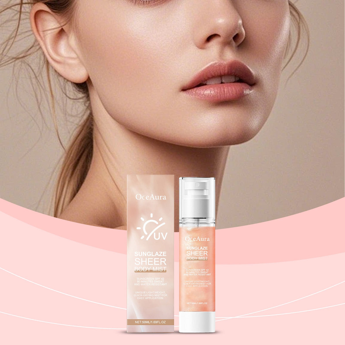 OceAura SPF 42 Mist - Lightweight Non-Sticky Sun Spray