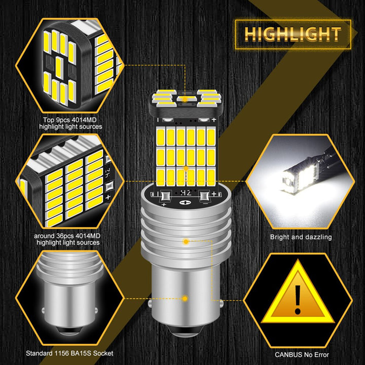 P21W 1156 BA15S LED Bulbs — 50,000‑Hr Error‑Free Brilliance