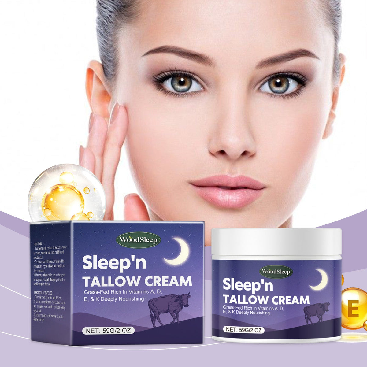 Grass-Fed Tallow Night Cream for Dry, Dull Skin
