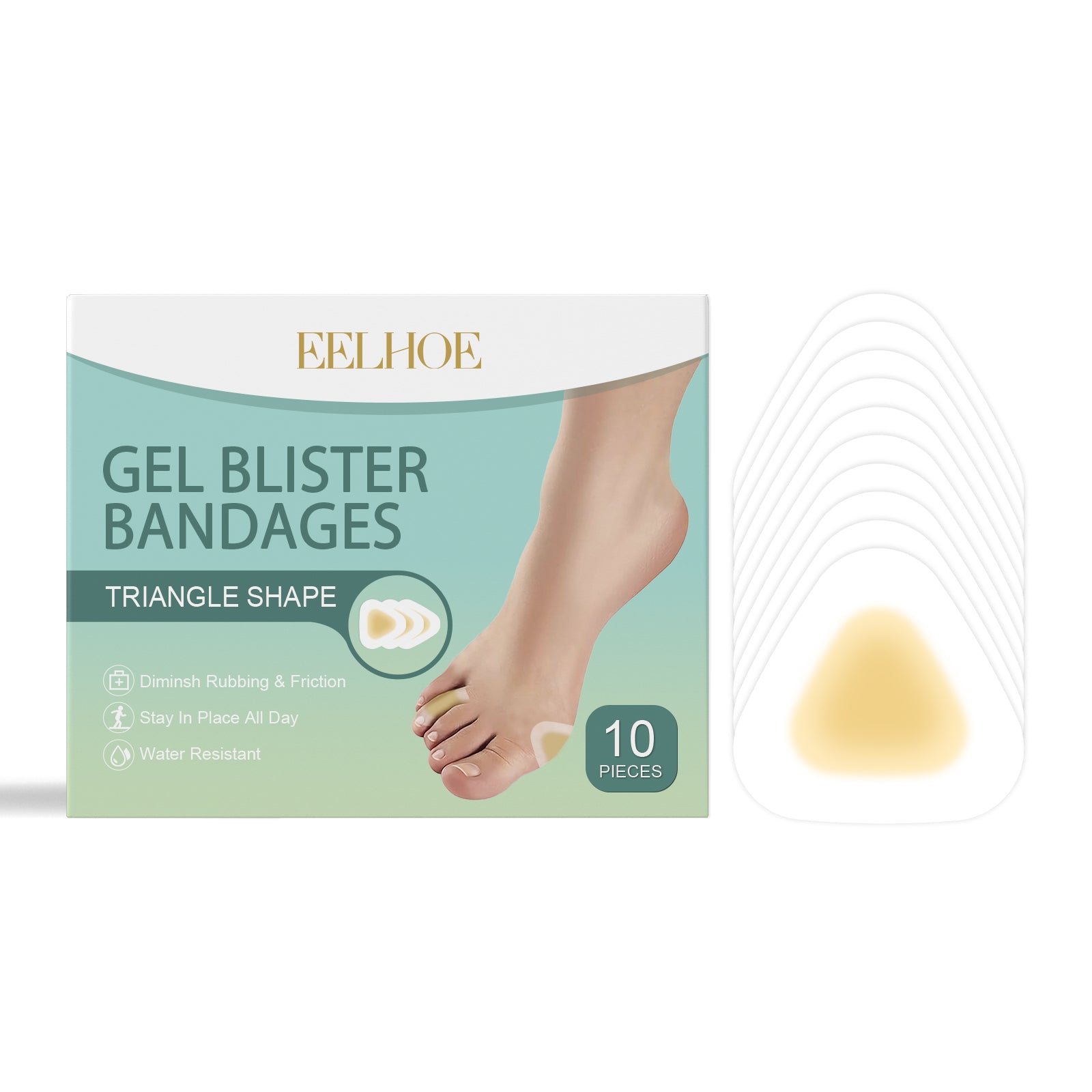 Triangle-shaped gel bandage pad close-up with concentric ripple texture visible
