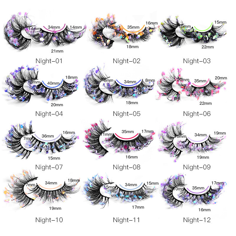 False Eyelashes: 8D Fluffy Colorful Festival Lashes