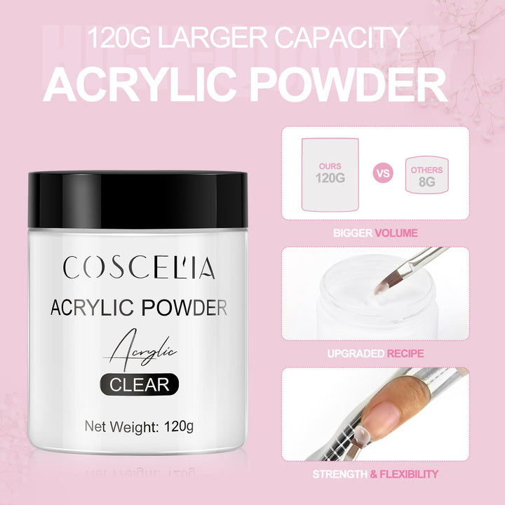Acrylic Nail Kit — 120g Powder, 80ml Liquid — Strong Nails