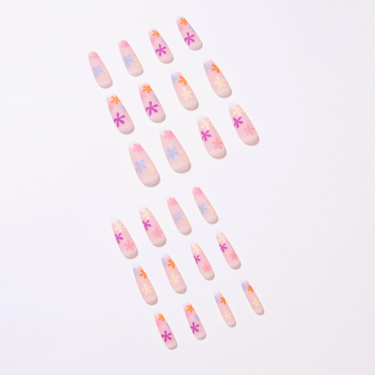 Rainbow Floral Press-On Nail Patches for Easy Manicures