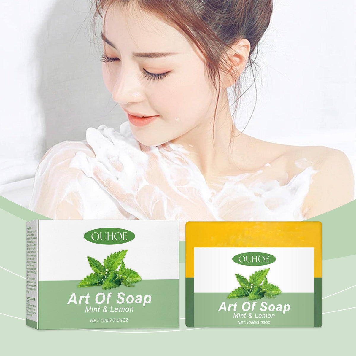 Mint Lemon Shea Butter Soap Bar for Dry, Dull Skin