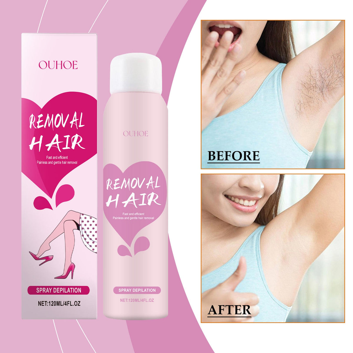 OUHOE Mousse Hair Removal Spray for Sensitive Skin