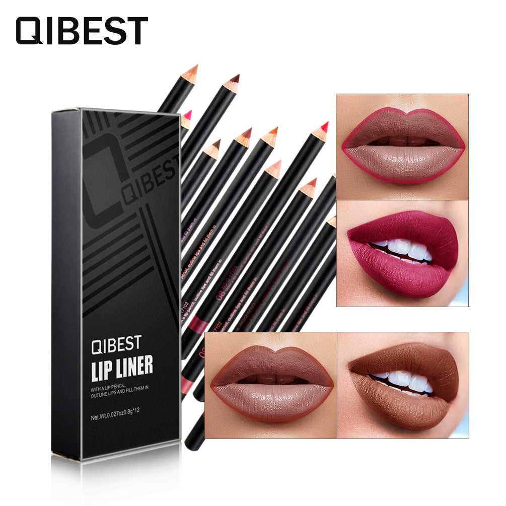 Waterproof Lip Liner Set, 12 Shades for Precise Definition