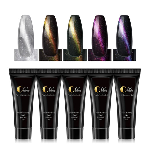 6-Color Poly Nail Extension Kit with Magnetic Multi-Chrome