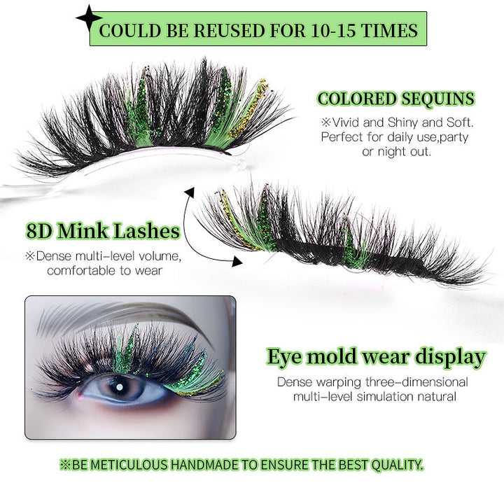 Pink Sequin Mink Lashes 25mm Dramatic Christmas Eyes