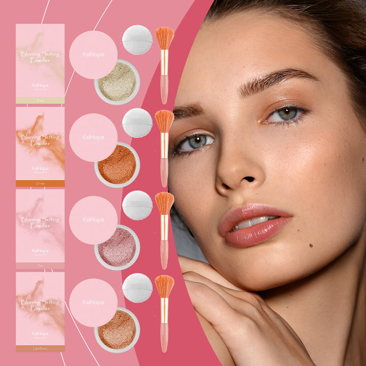 Setting Powder With Brush for Lightweight Blurred Skin