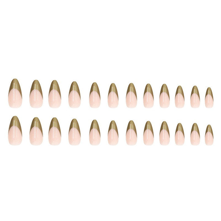 Almond Press-On Nails with Metallic Gold Tips – Instant