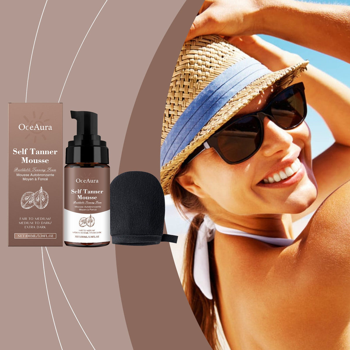OceAura Self Tanning Mousse for Streak-Free Bronze Glow