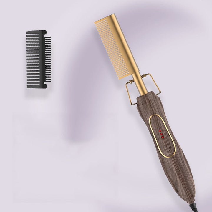 2‑in‑1 Electric Hot Comb Straightener & Curling Iron