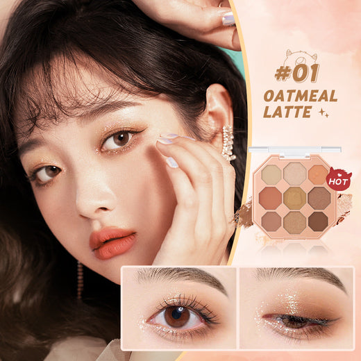 Nine-Color Eyeshadow Palette for Warm, Luminous Looks