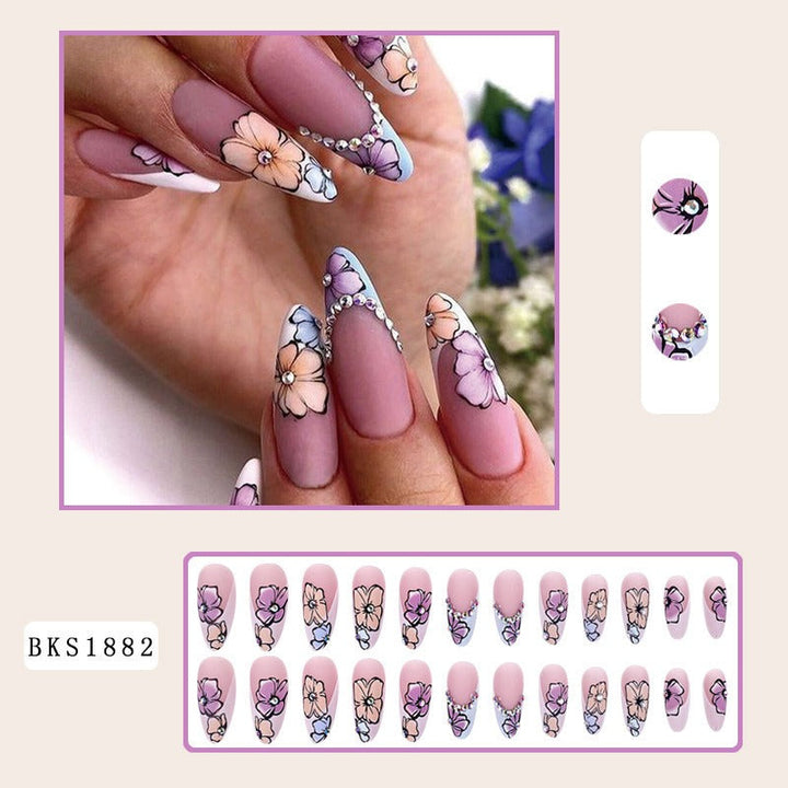 Almond Press-On Nails – Hand-Painted Salon Art in Seconds