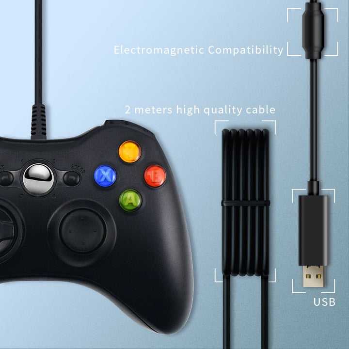 USB Wired Gamepad for Xbox 360 & PC - Dual Vibration