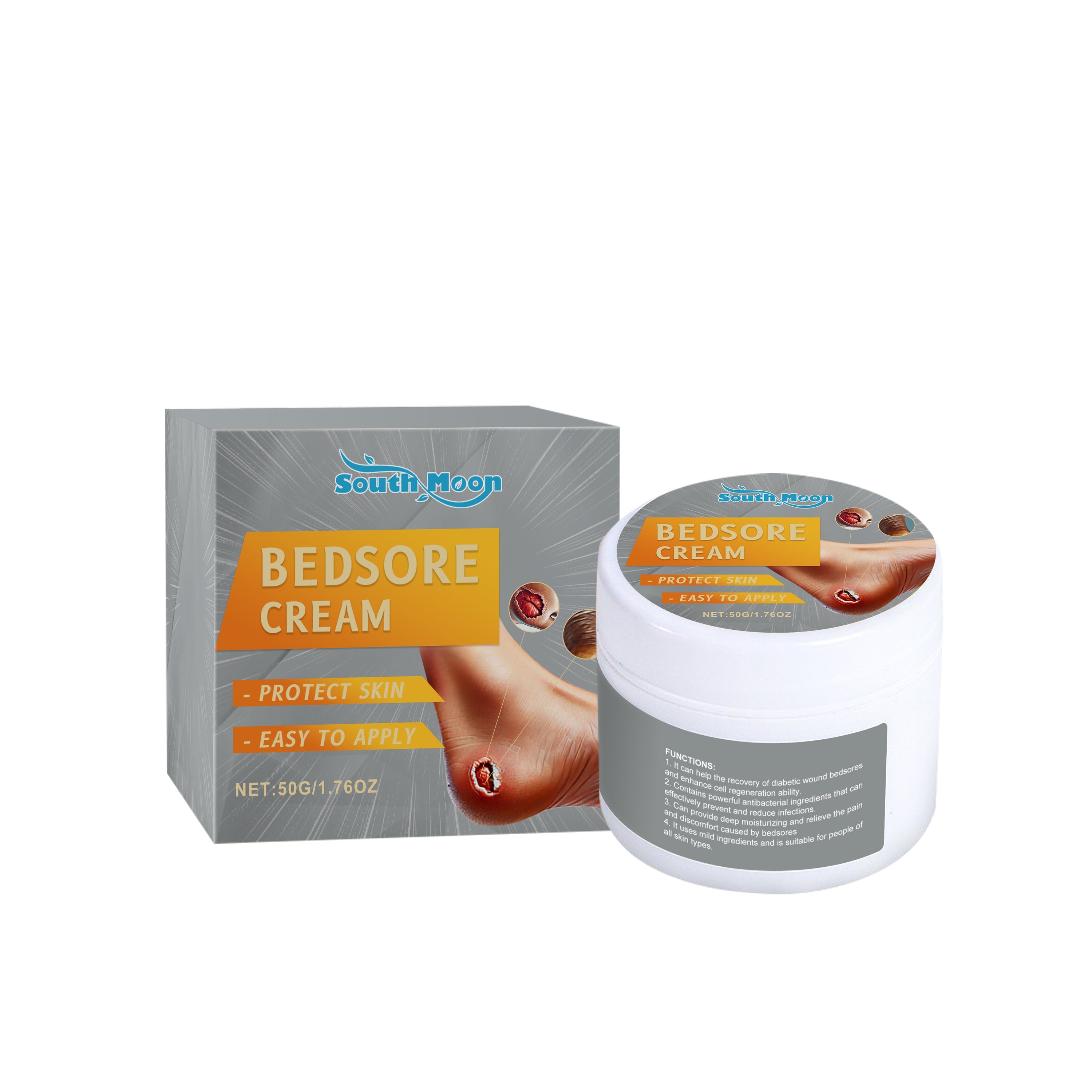 South Moon Bedsore Cream product shot with packaging and jar