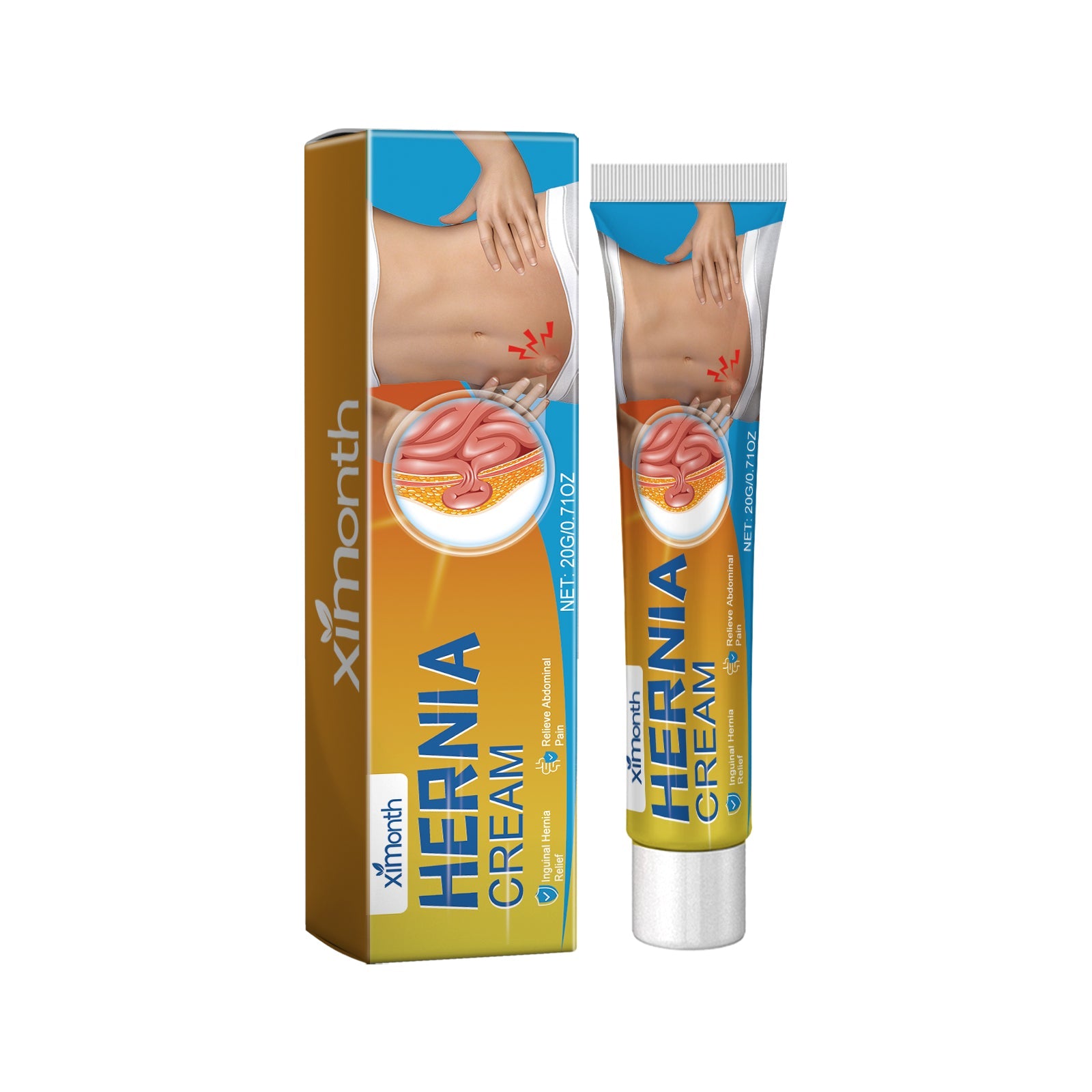 Duplicate packshot of Hernia Cream box and tube