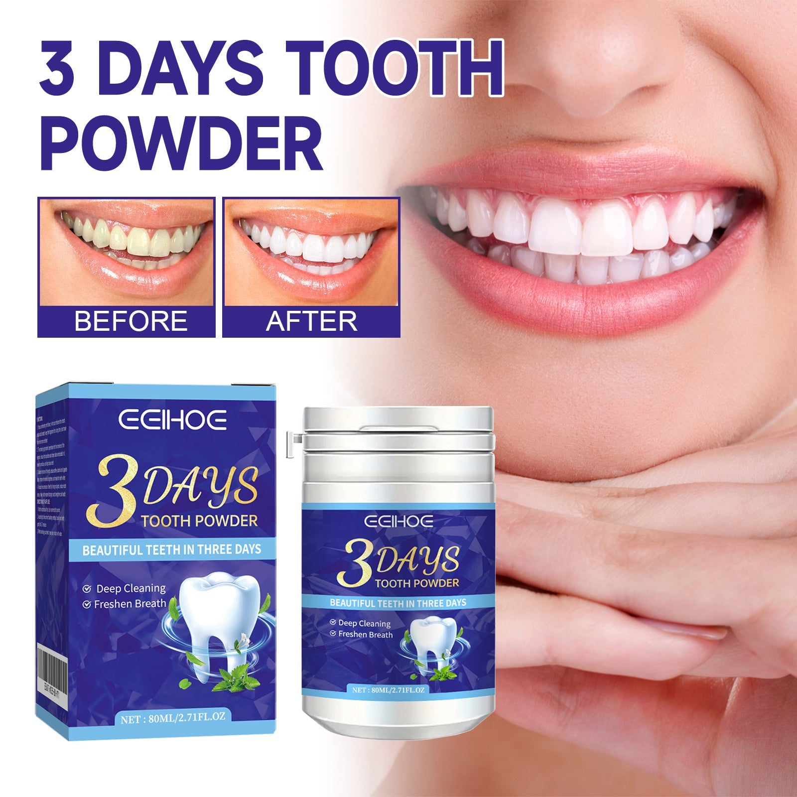 Infographic showing three major periodontal problems: bleeding gums, gingival atrophy with yellowing, and loose teeth