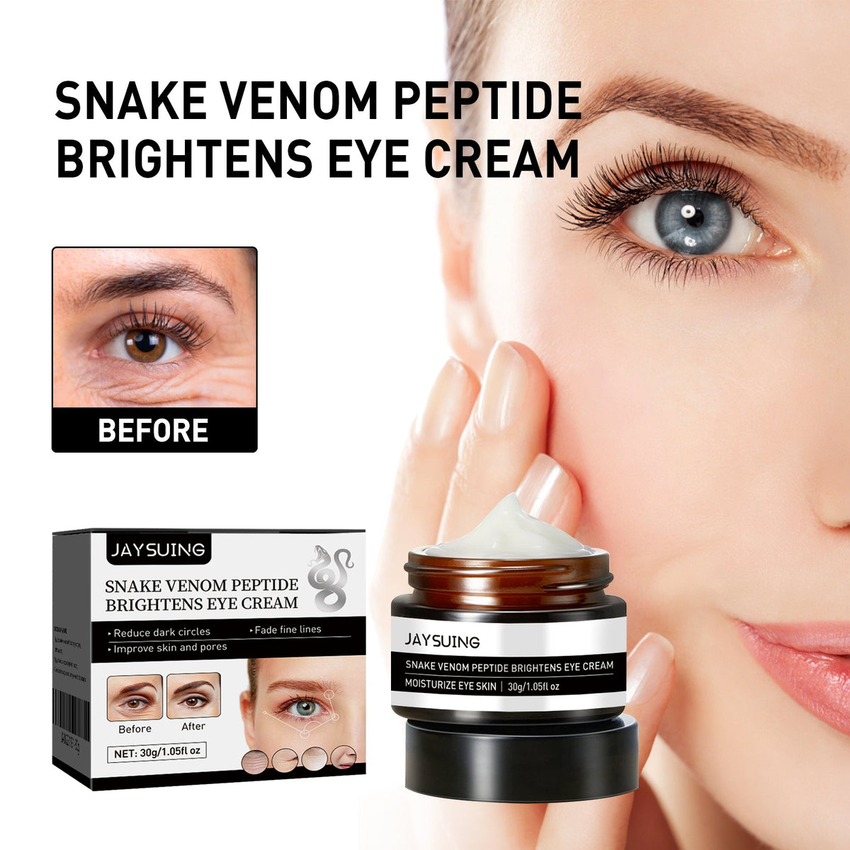 Snake Venom Peptide Eye Cream for Dark Circles & Lines