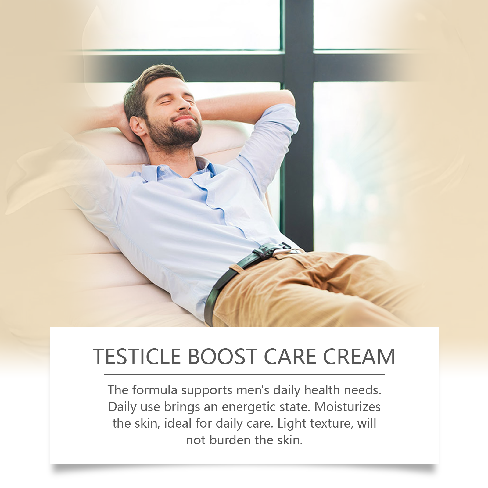 Lifestyle image with product display and couple intimate moment, with before/after comparison thumbnails