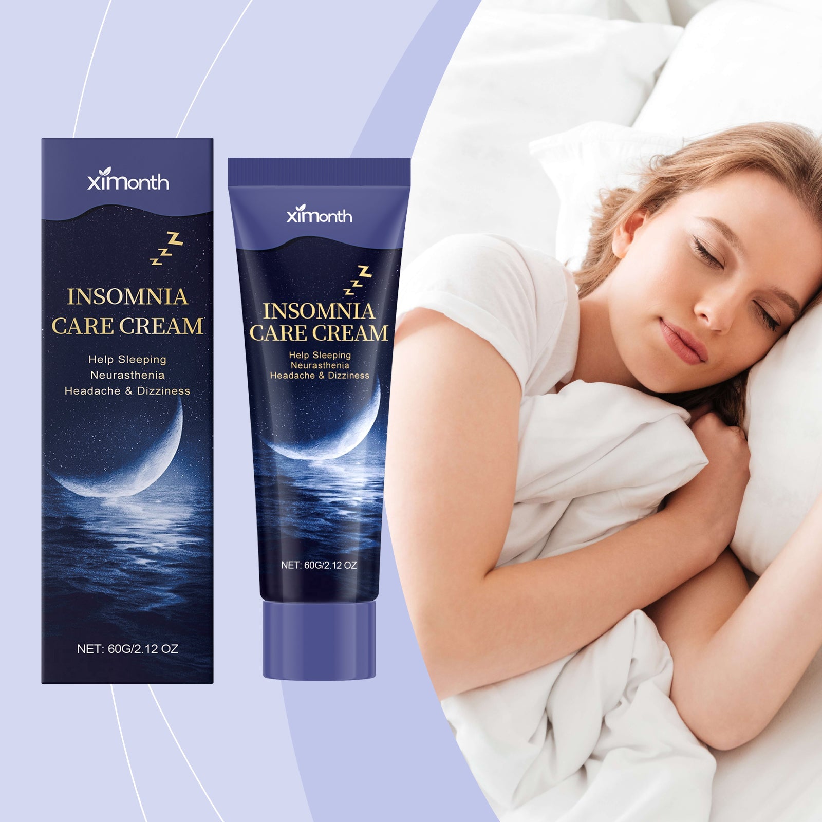 Product box and tube displayed side-by-side showing branding, messaging, and 60g/2.12 oz size