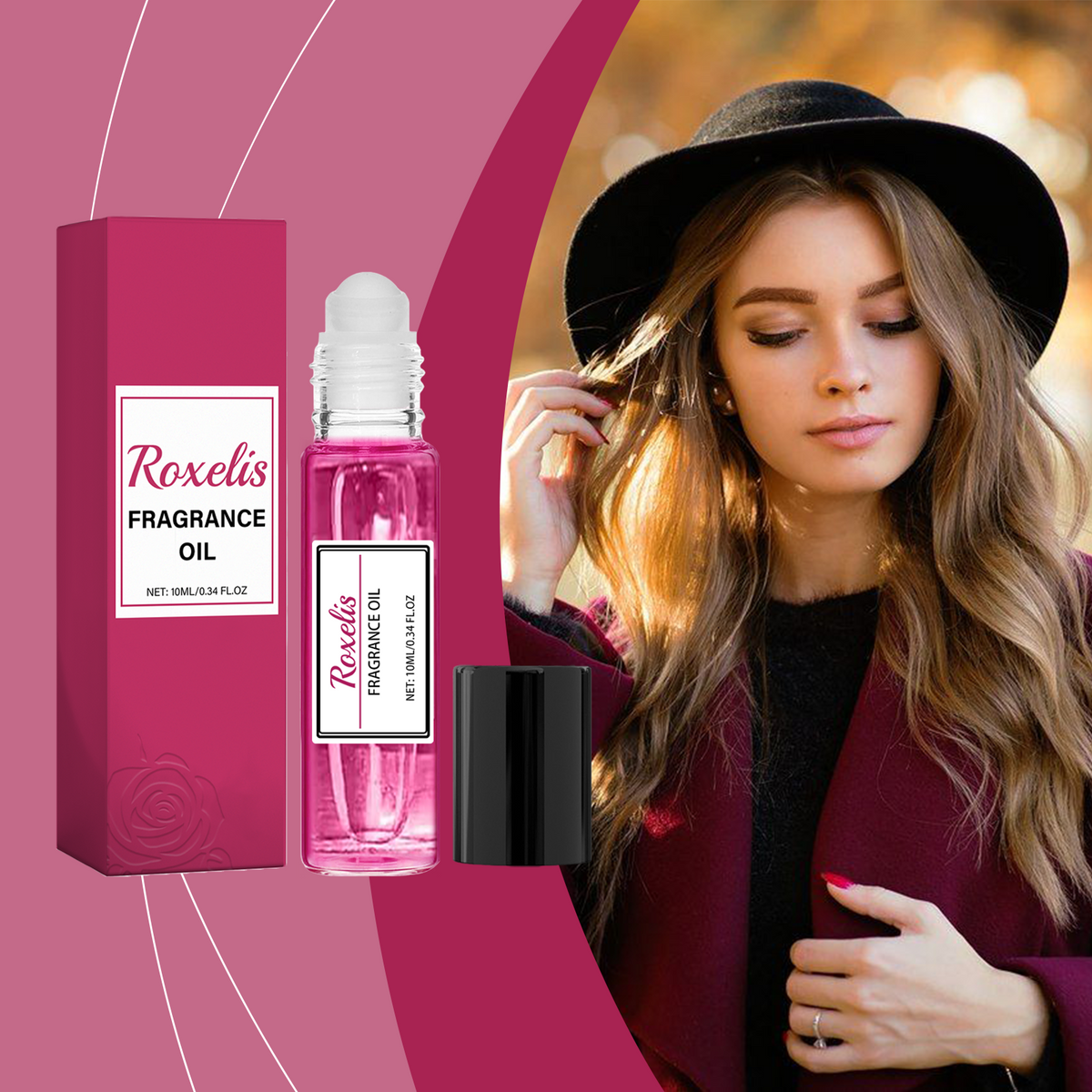 Women's Roll-On Perfume Oil for Fresh Rose Touch-Ups