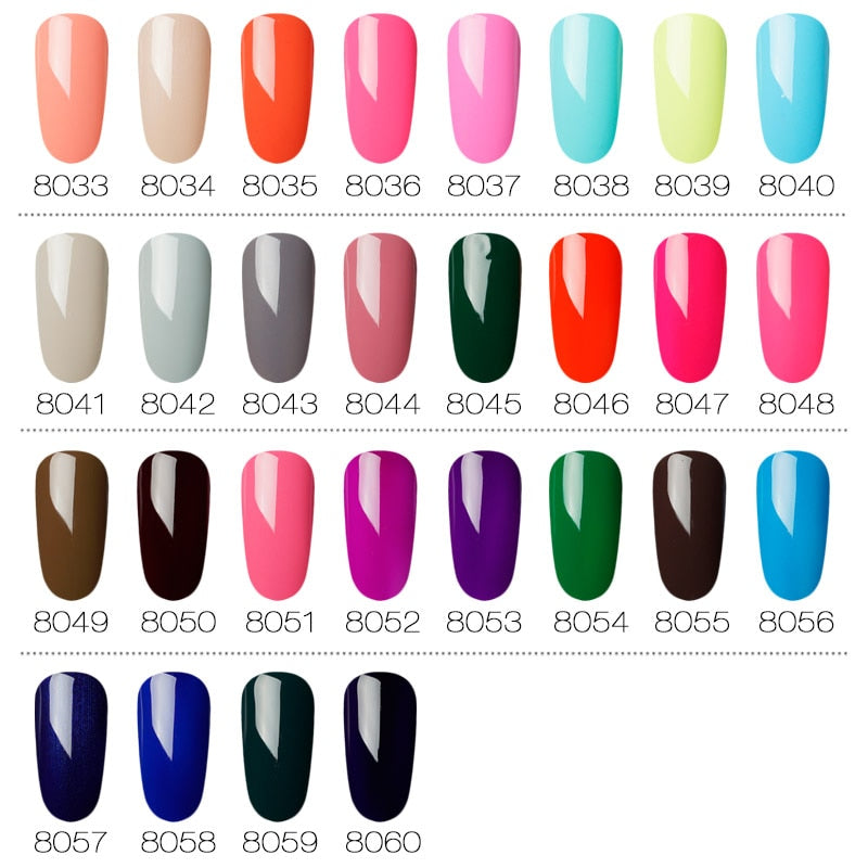Close-up of gel polish application on nail with brush tip visible