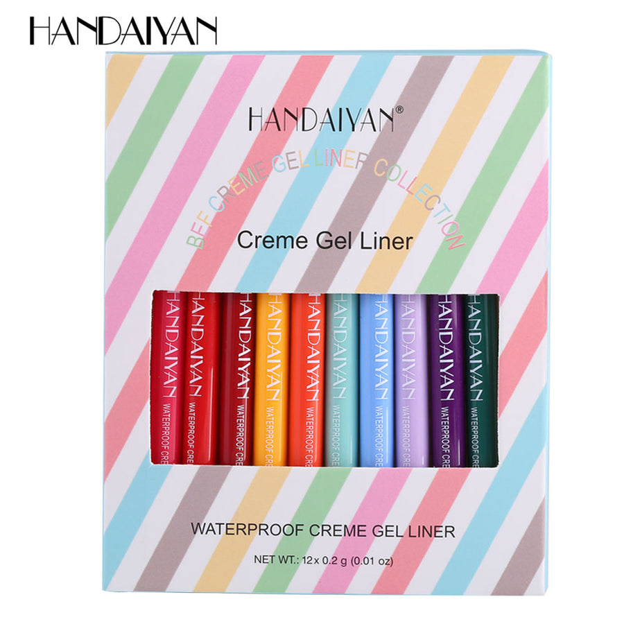 12 Color Gel Eyeliner Pens – Waterproof Quick-Dry