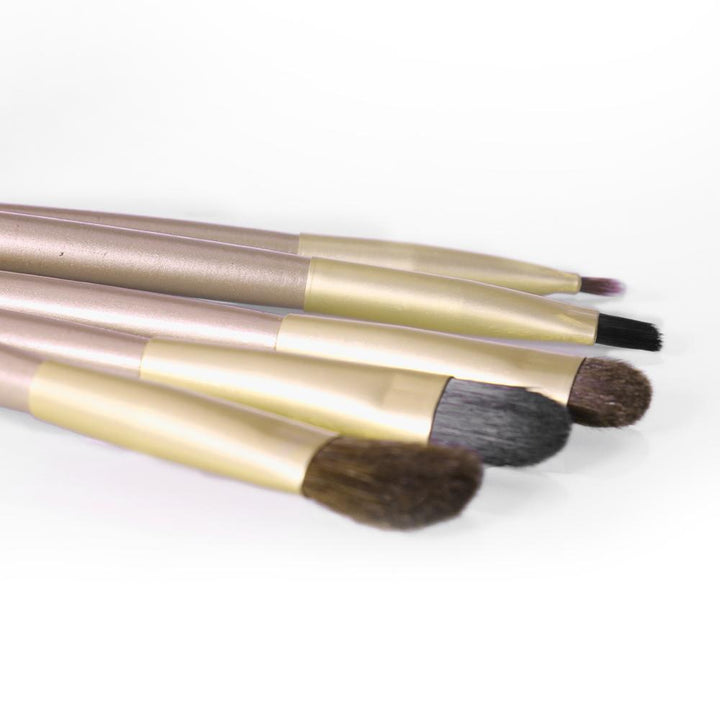 Eye Makeup Brush Set — 5 Precision Brushes in Luxe Gold Tube
