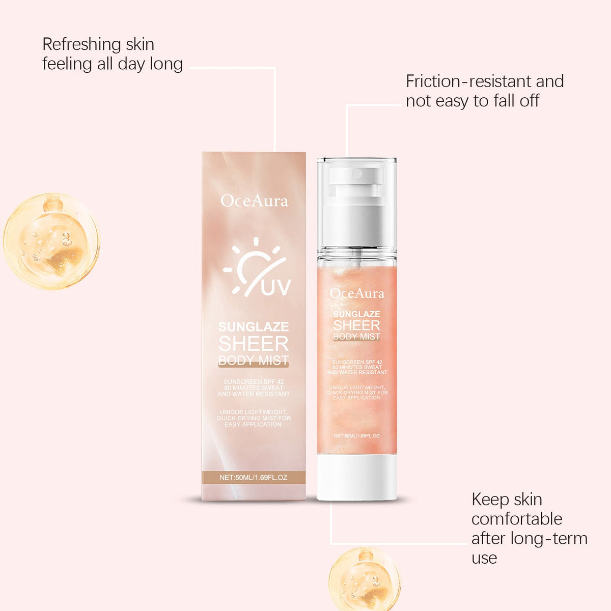 OceAura SPF 42 Mist - Lightweight Non-Sticky Sun Spray