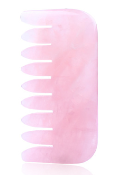 Natural Jade Massager Comb & Rose Quartz Gua Sha Set