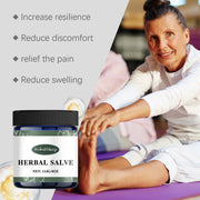 WoodSleep Herbal Salve product box and glass jar displayed side-by-side showing full packaging design